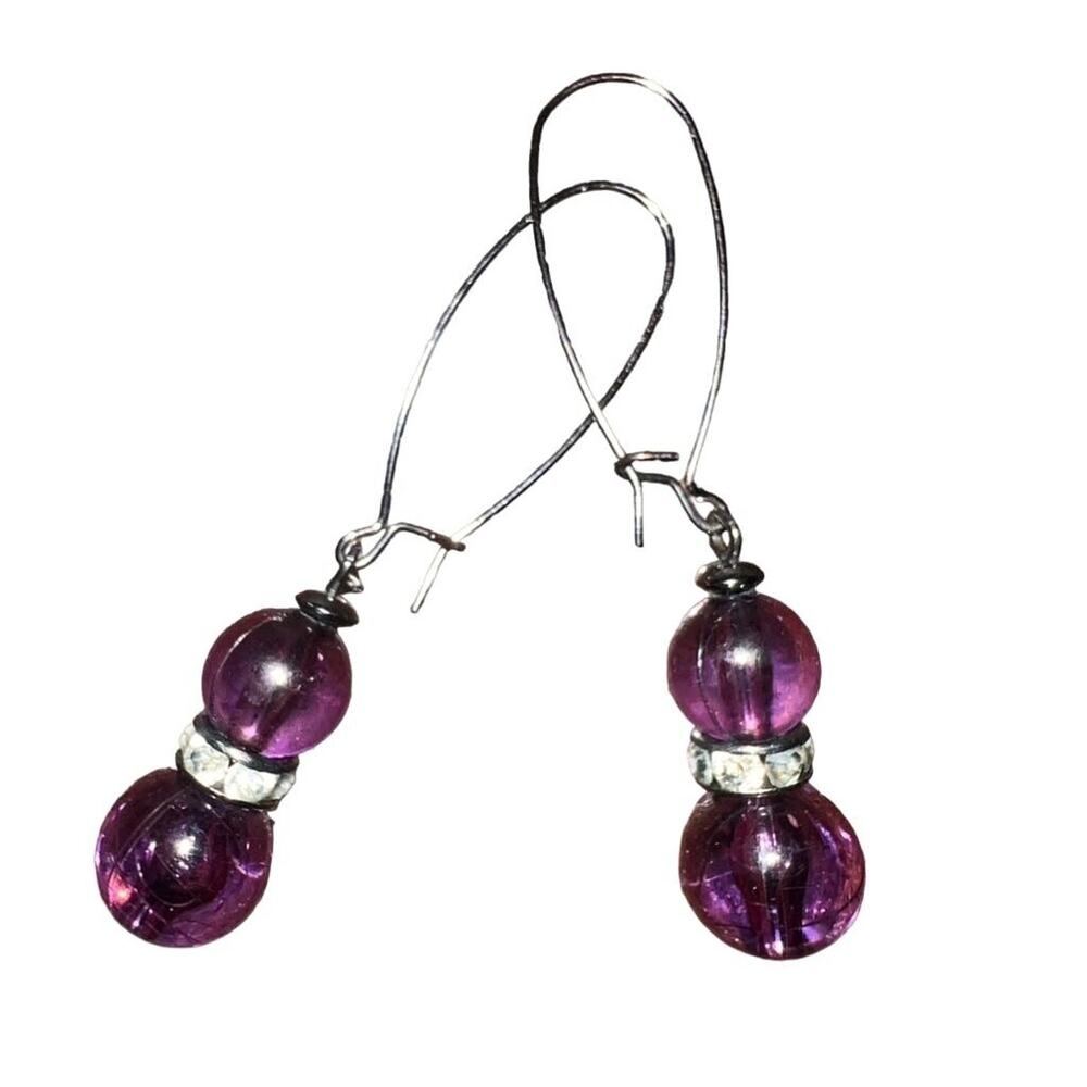 Elegant Amethyst Purple and Crystal Dangle Earrings
